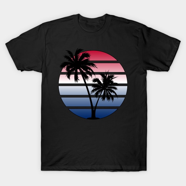 Retrowave Red White Blue Sunset T-Shirt by Brobocop